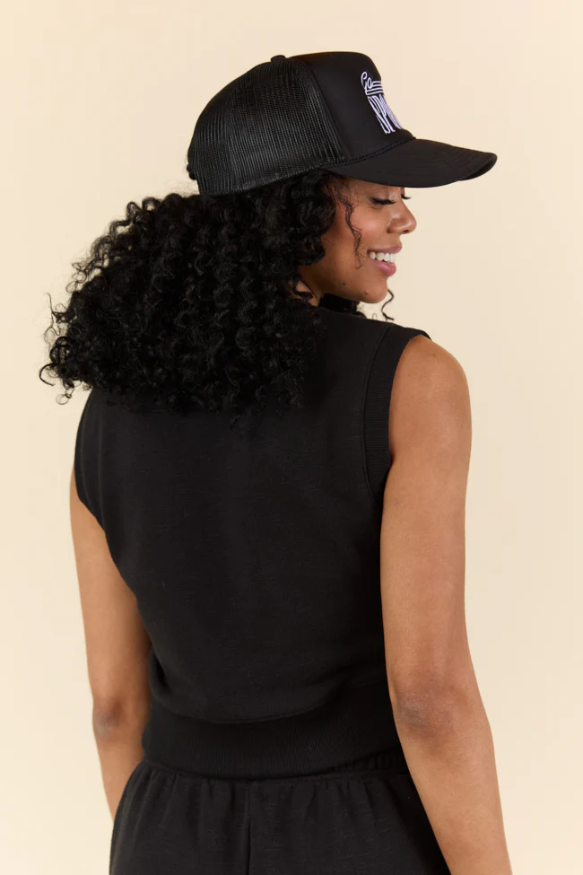 All Star Black Fitted Banded Waist Sleeveless Crop Top FINAL SALE - Image 5