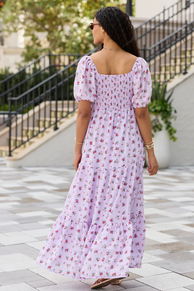 Aurora Lavender Smocked Top Maxi Dress - Image 4