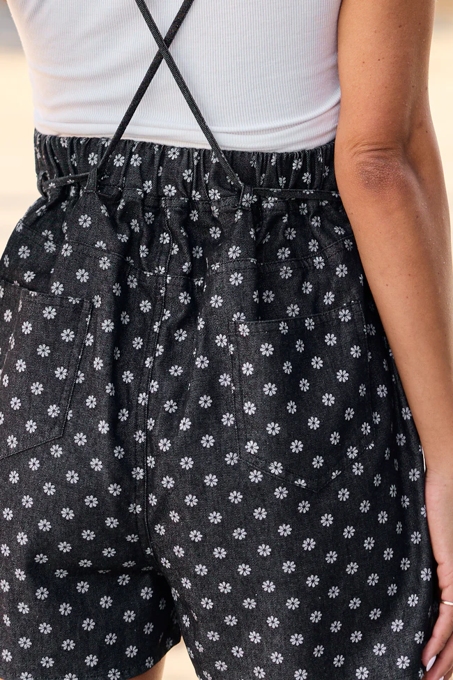 Better Perspective Black Floral Denim Romper - Image 5