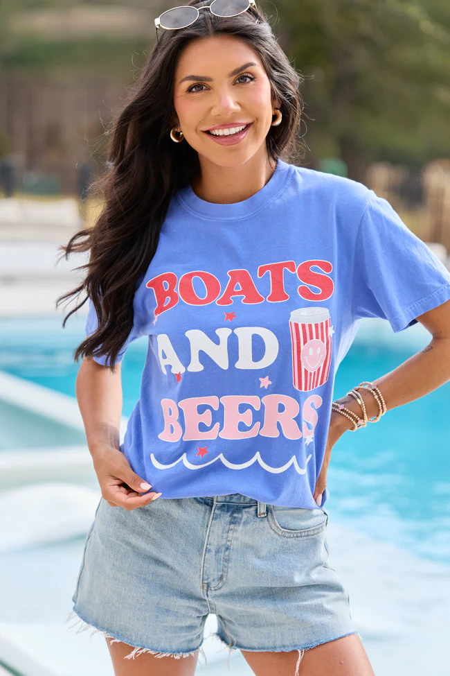 Boats And Beers Blue Graphic Tee DOORBUSTER - Image 4