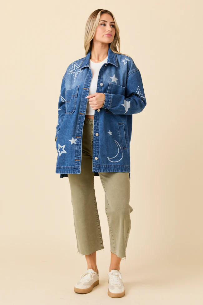 Cassie Celestial Motif Denim Jacket FINAL SALE - Image 2