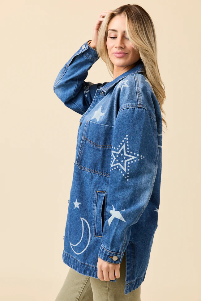 Cassie Celestial Motif Denim Jacket FINAL SALE - Image 3