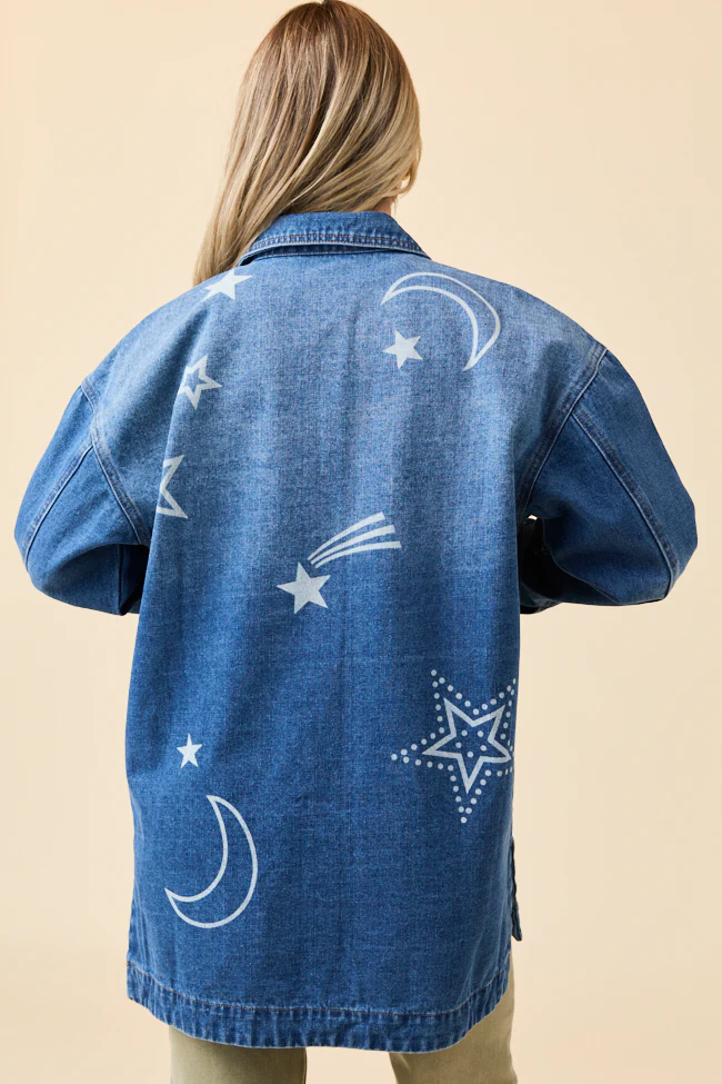 Cassie Celestial Motif Denim Jacket FINAL SALE - Image 4