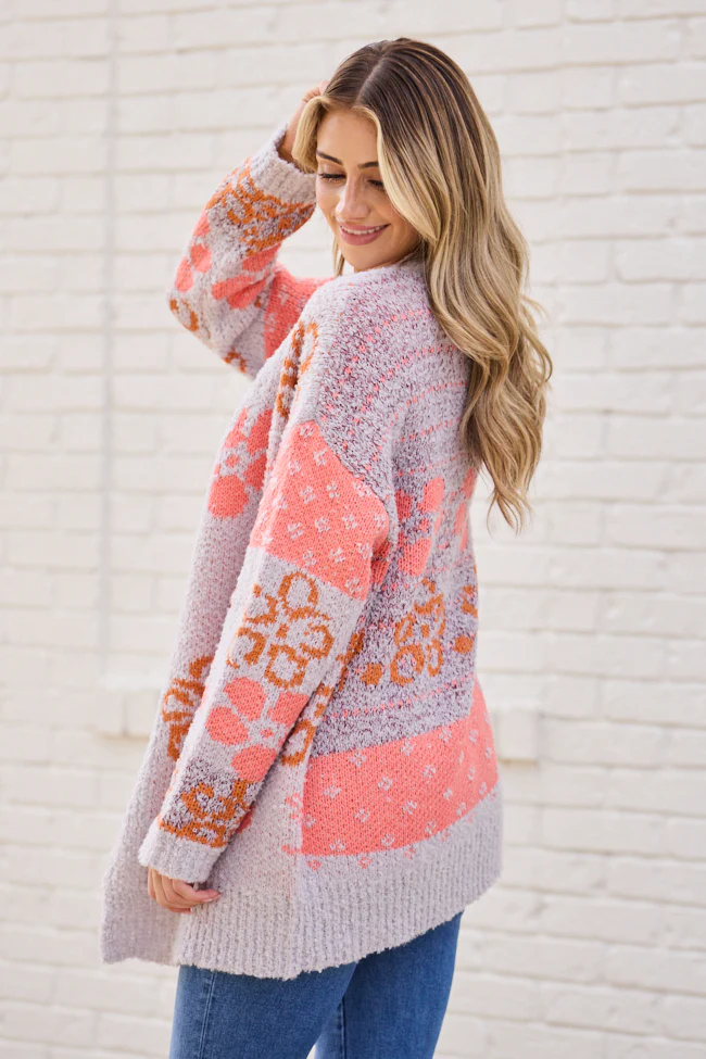 Cindy Boucle Purple Floral Print Cardigan FINAL SALE - Image 5