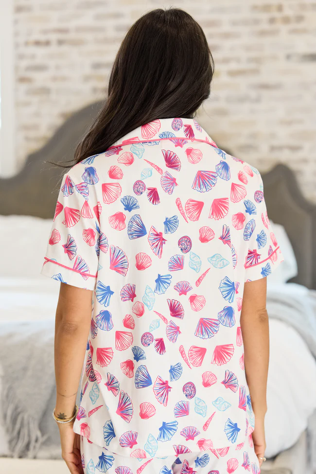 Cozy Crush Short Sleeve Pajama Top - Pink Seashell - Image 5