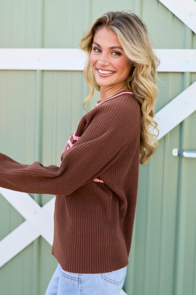 Delaney Brown And Pink Apres Rodeo Sweater FINAL SALE - Image 4