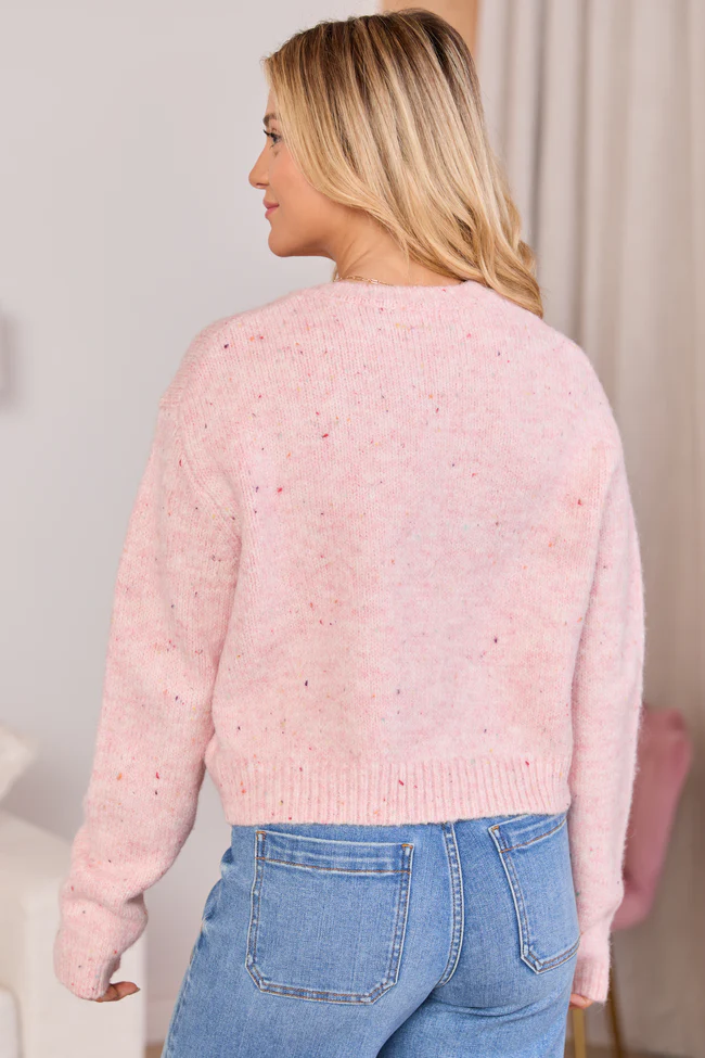 Dottie Pink Cropped V-Neck Sweater FINAL SALE - Image 4