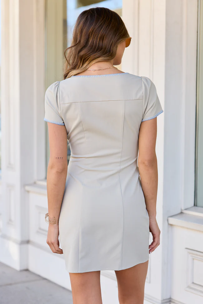 Emberlyn Tan Rose Embroidered Dress - Image 4