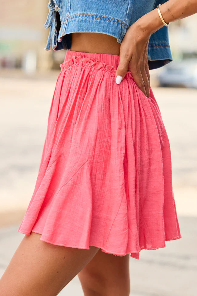 Emilia Coral Pleated Skort - Image 3