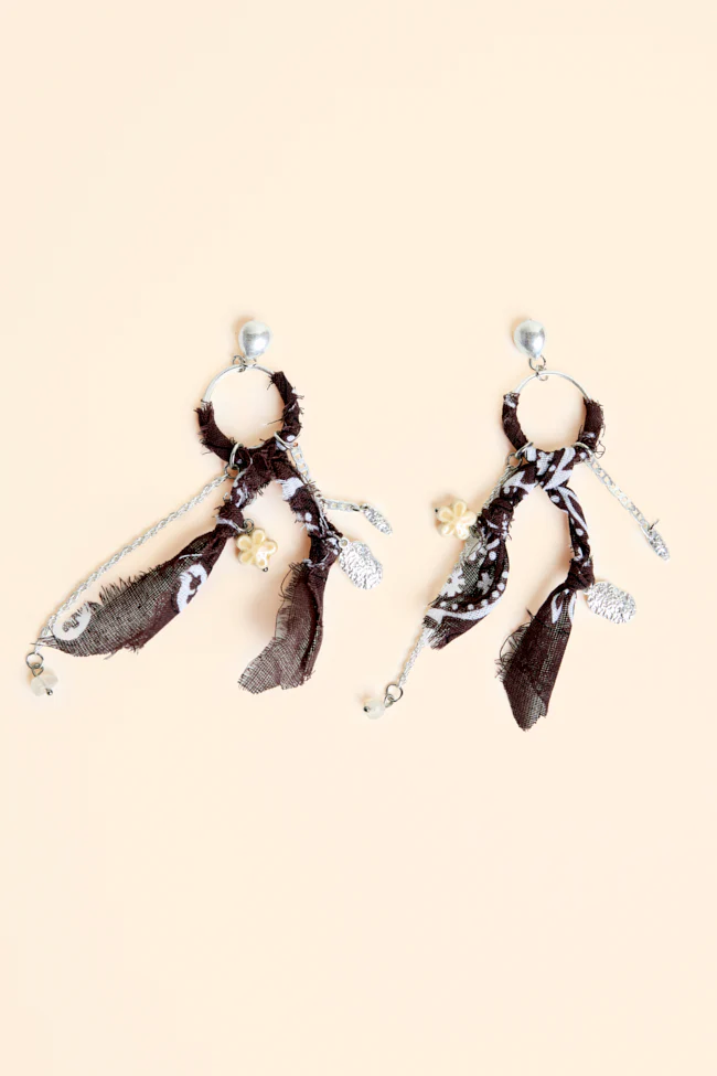 Emmi Brown Bandana Hoop Earrings FINAL SALE