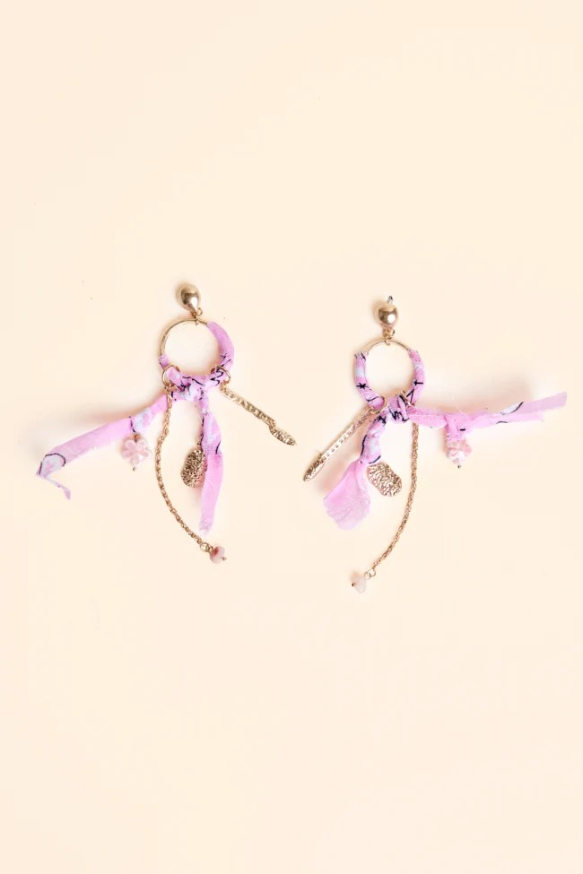 Emmi Pink Bandana Hoop Earrings FINAL SALE - Image 2