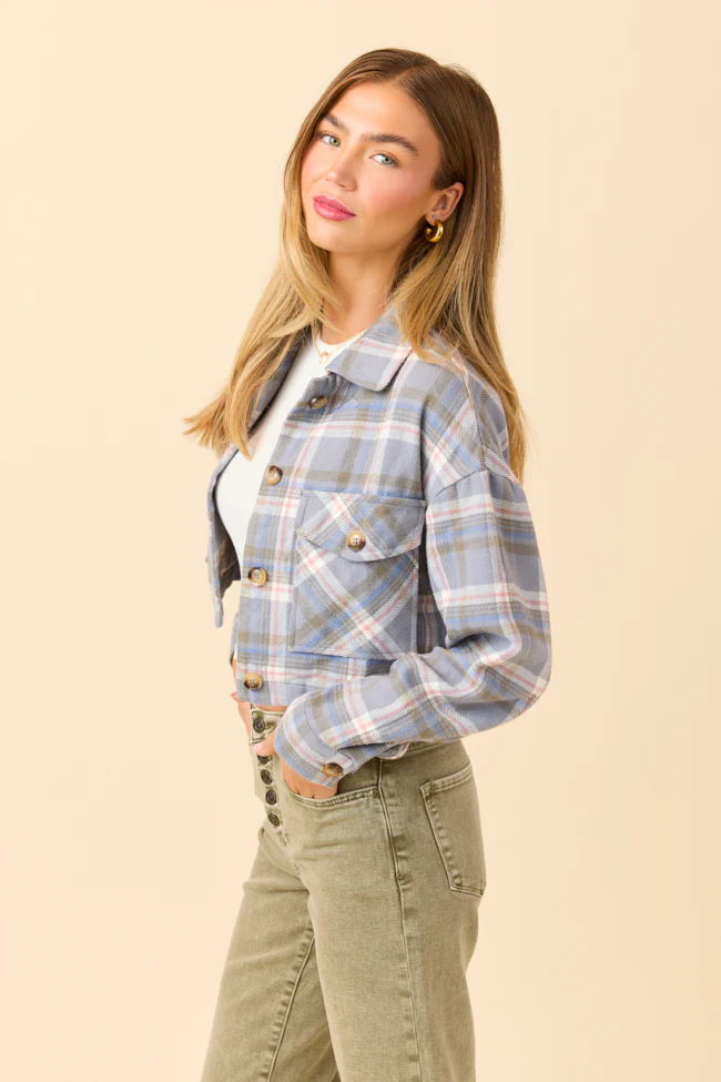 Gloria Light Blue Plaid Jacket FINAL SALE - Image 3
