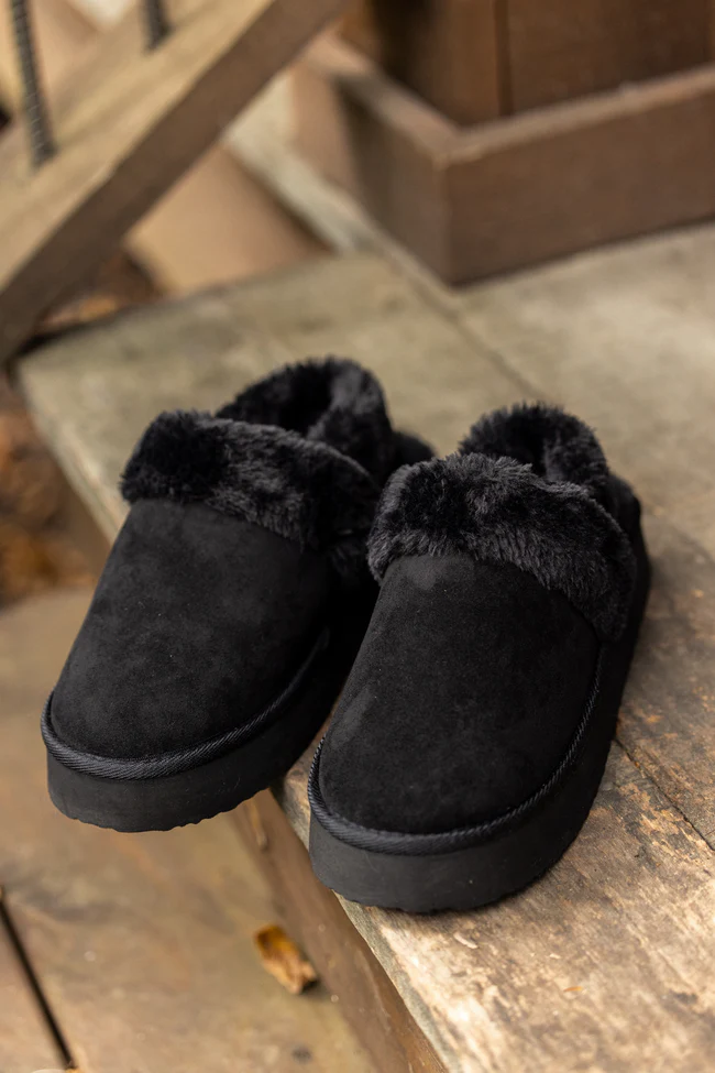 Greer Black Slingback Platform Slippers FINAL SALE