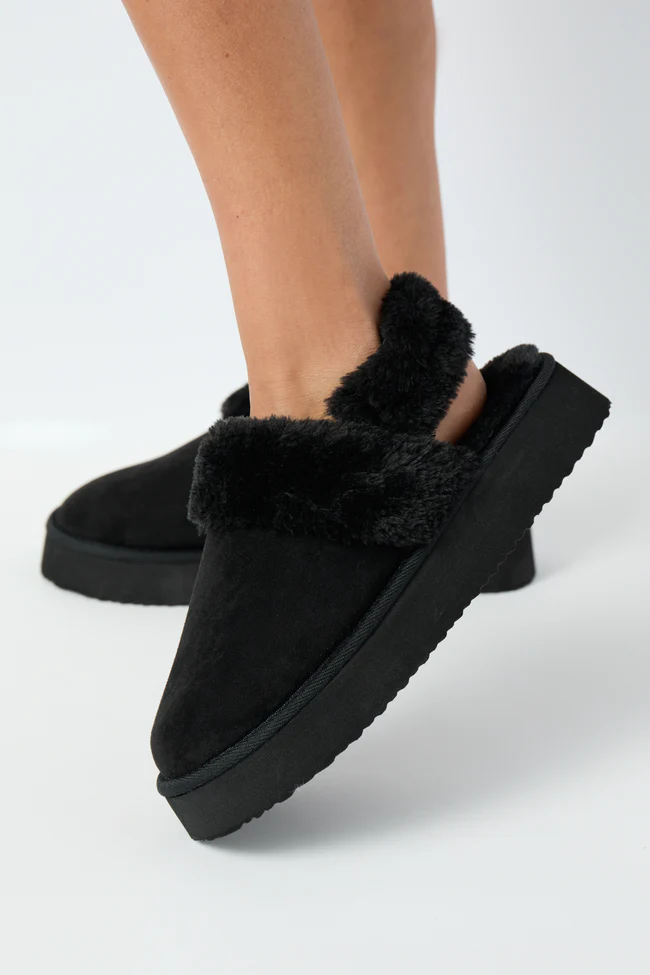 Greer Black Slingback Platform Slippers FINAL SALE - Image 2