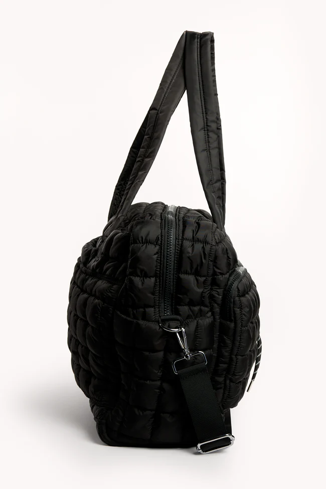 Haylie Black Quilted Weekender Bag - Image 5