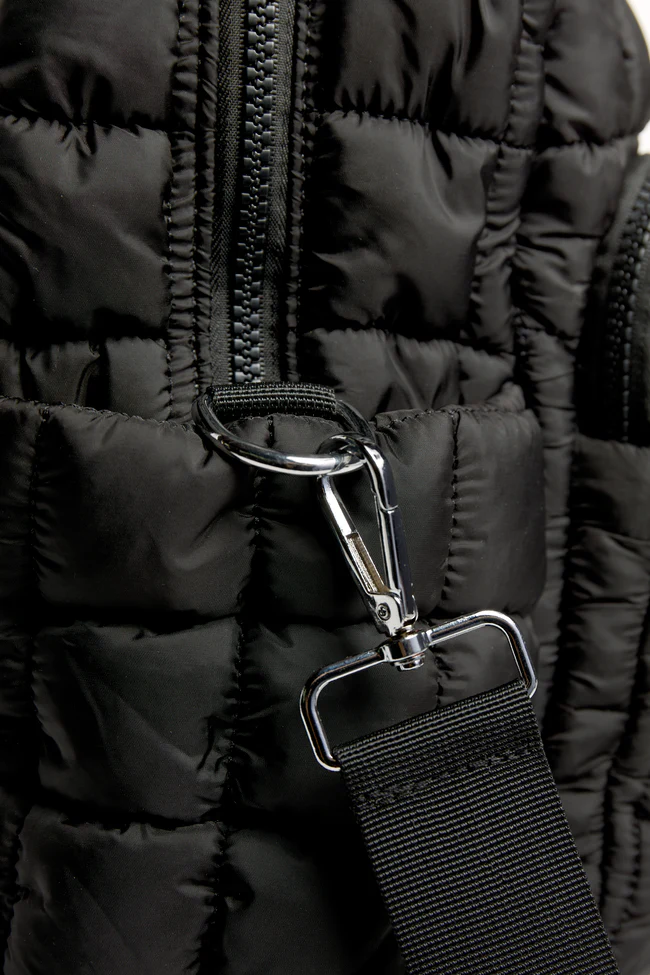 Haylie Black Quilted Weekender Bag - Image 7