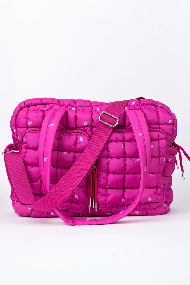 Haylie Fuchsia Petal Pop Quilted Weekender Bag - Image 7
