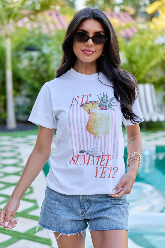 Is It Summer Yet White Graphic Tee - Image 4