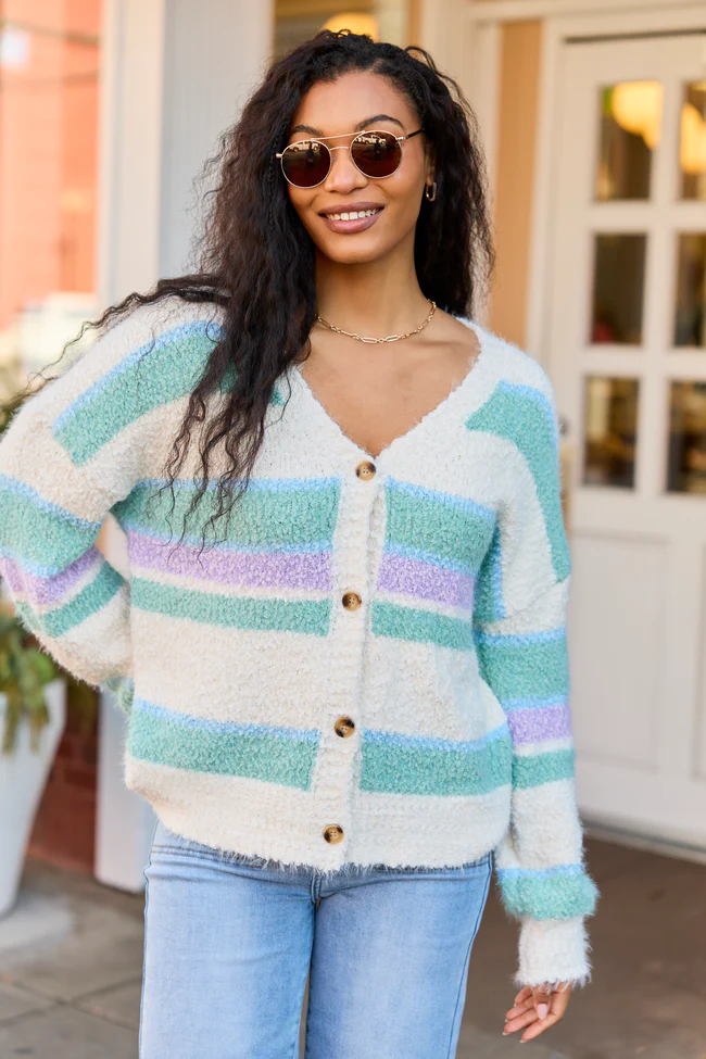 Izzy Pastel Striped Cardigan SALE - Image 3