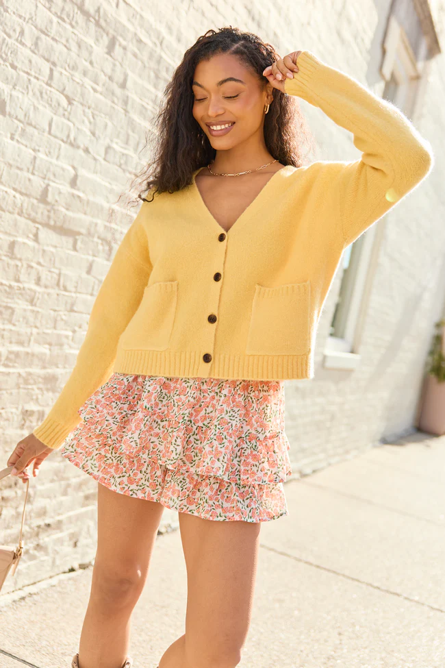 Kathryn Yellow Long Sleeve Cardigan SALE - Image 3
