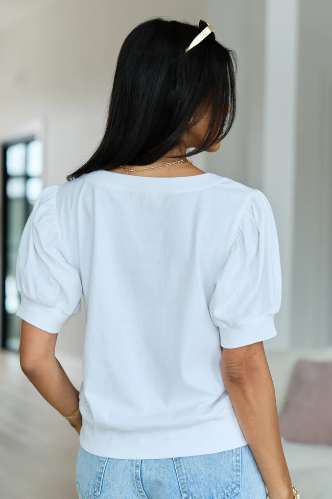 Kennedy White Puff Sleeve Top - Image 4