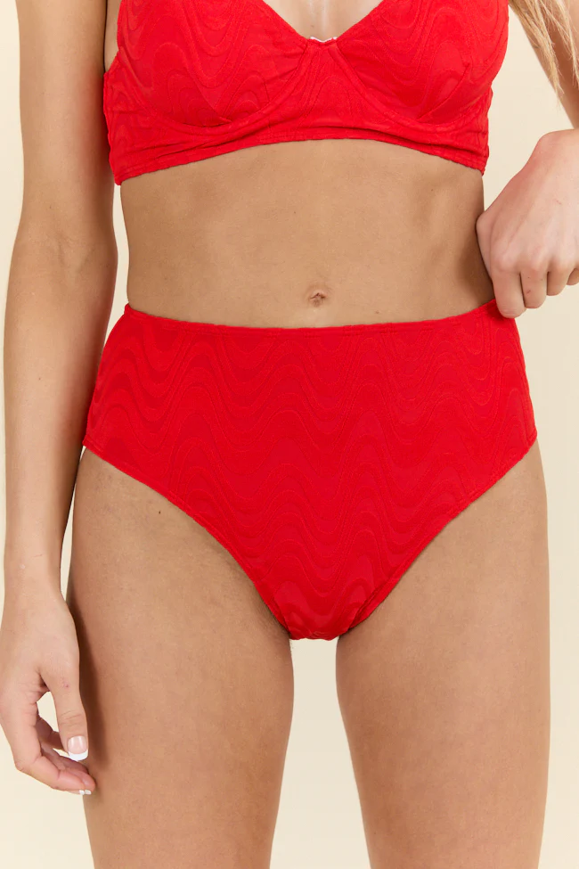 Lake Day Red Textured Bikini Bottom FINAL SALE - Image 5