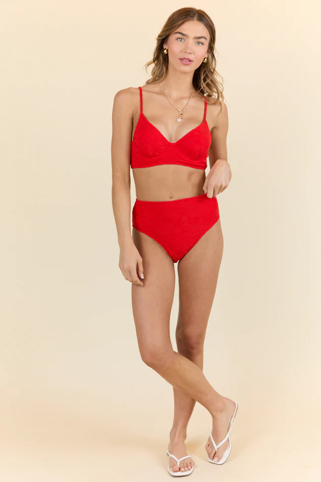 Lake Day Red Textured Bikini Bottom FINAL SALE - Image 6