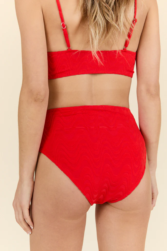 Lake Day Red Textured Bikini Bottom FINAL SALE - Image 8