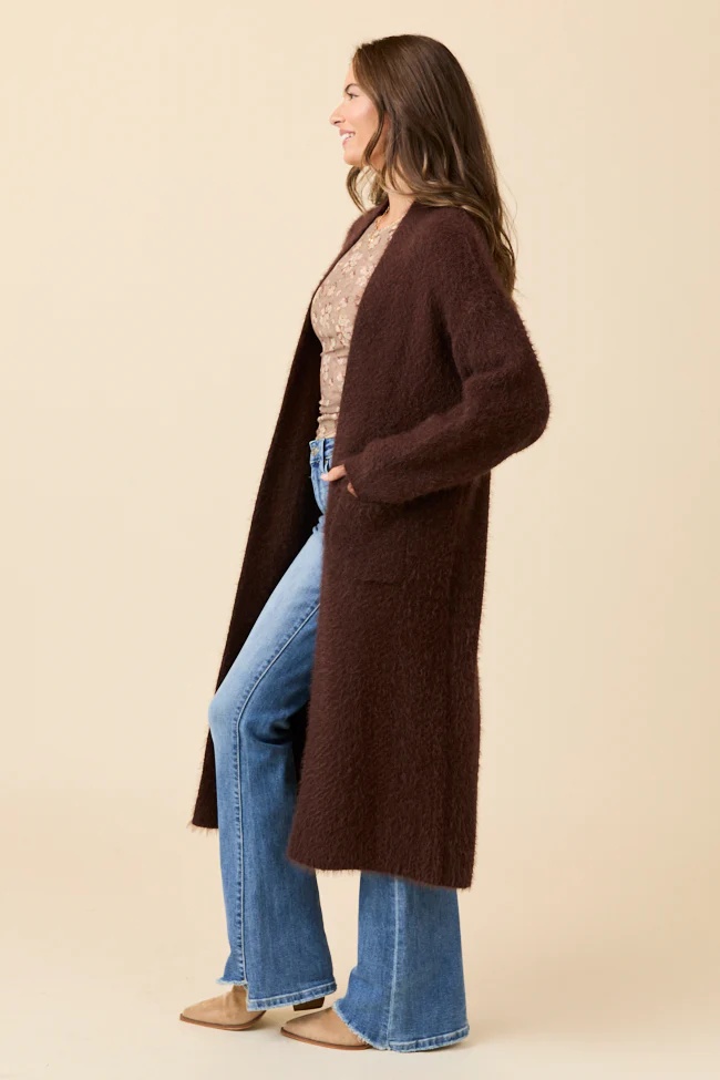 Laken Solid Brown Sweater Coat FINAL SALE - Image 3