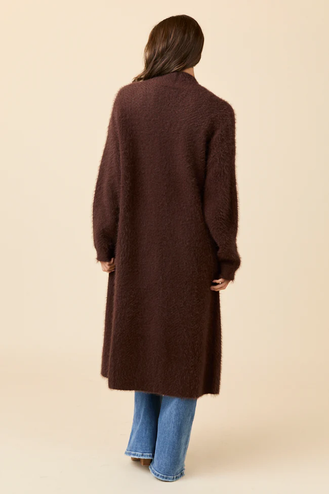 Laken Solid Brown Sweater Coat FINAL SALE - Image 4