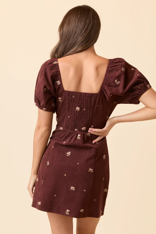 Leigh Brown Floral Embroidered Mini Dress FINAL SALE - Image 8