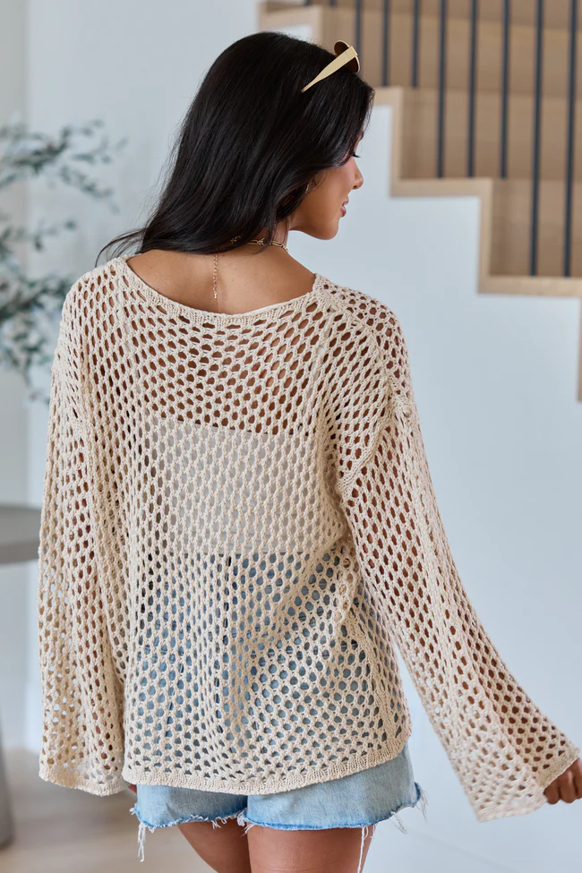 Let It Go Tan Open Knit Sweater SALE - Image 5