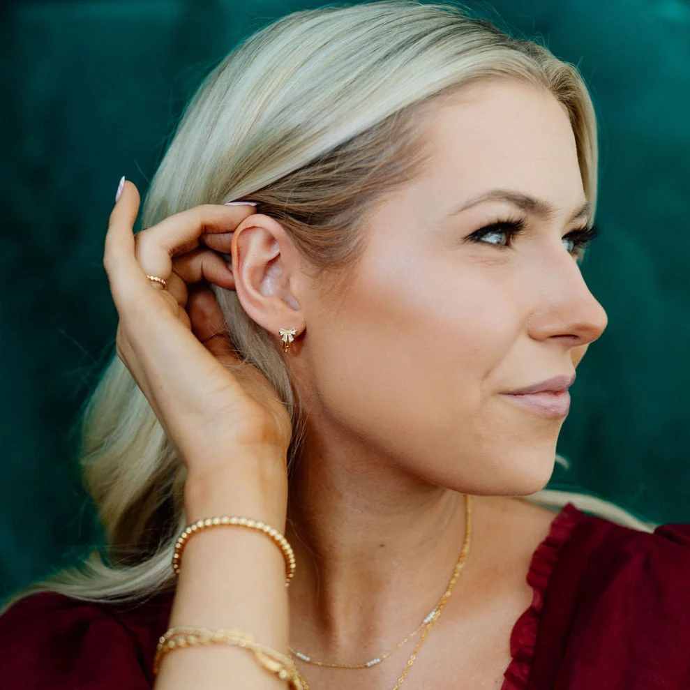 Lucy Diamond Bow Hoop Earrings - Image 7