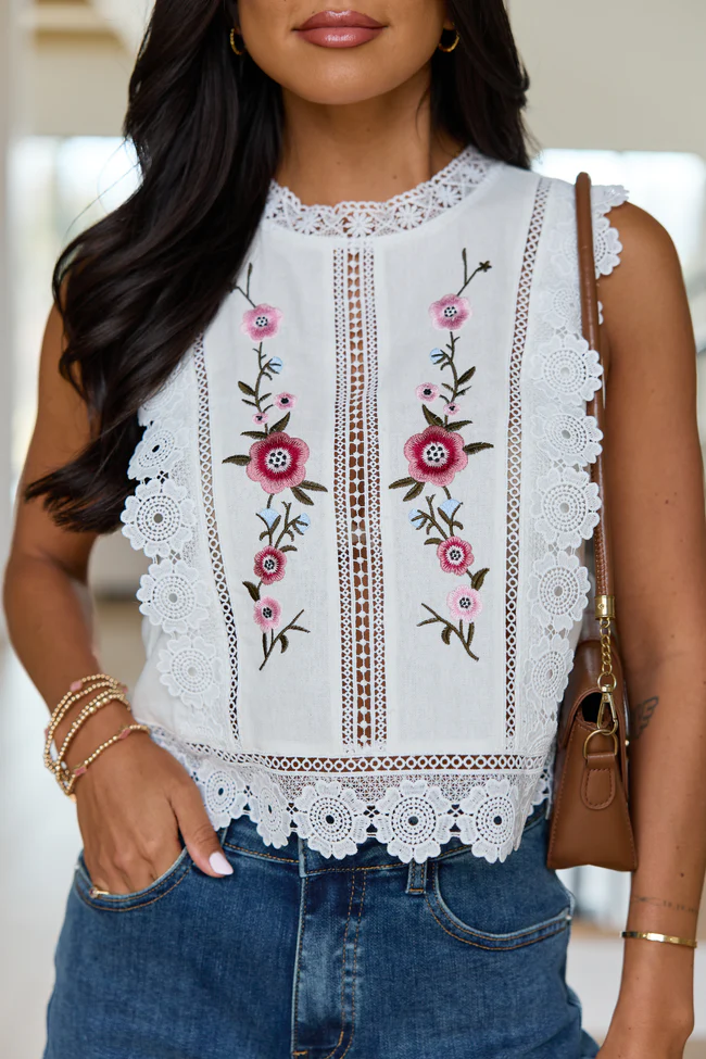Maddie Floral Applique Lace Tank - Image 2