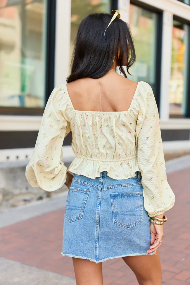 Maisie Yellow Floral Corset Woven Top - Image 5
