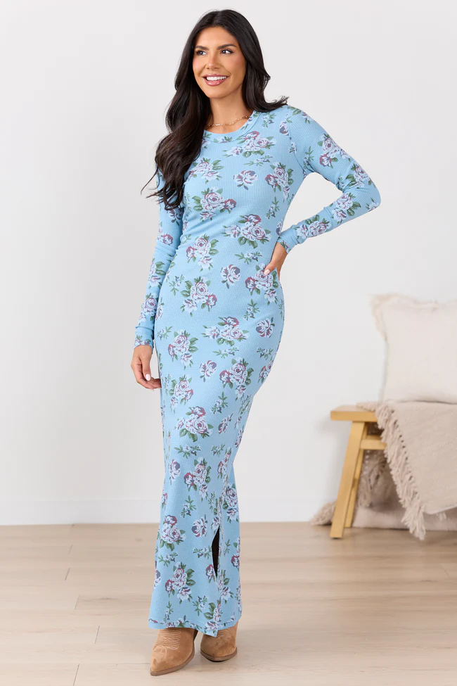 Morgan Blue Floral Maxi Dress SALE - Image 2