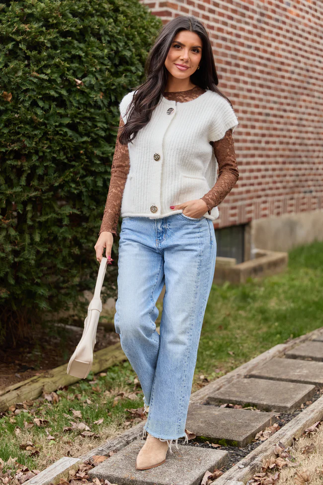 Morgan Brown Lace Mesh Top SALE - Image 3