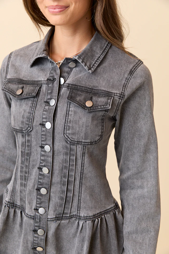 My Favorite Black Long Sleeve Button Front Mini Dress FINAL SALE - Image 7