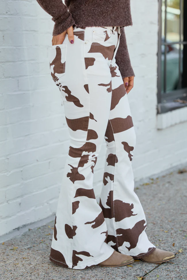My Favorite Cow Print Flare Leg Jeans FINAL SALE - Image 3