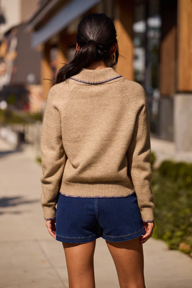 Nettie Brown V-Neck Toggle Button Sweater FINAL SALE - Image 4