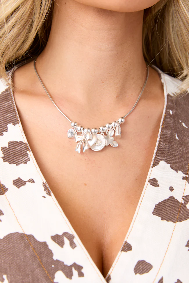 Noelle Silver Charm Necklace FINAL SALE - Image 2