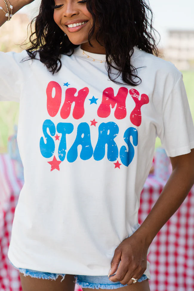 Oh My Stars White Graphic Tee DOORBUSTER - Image 5
