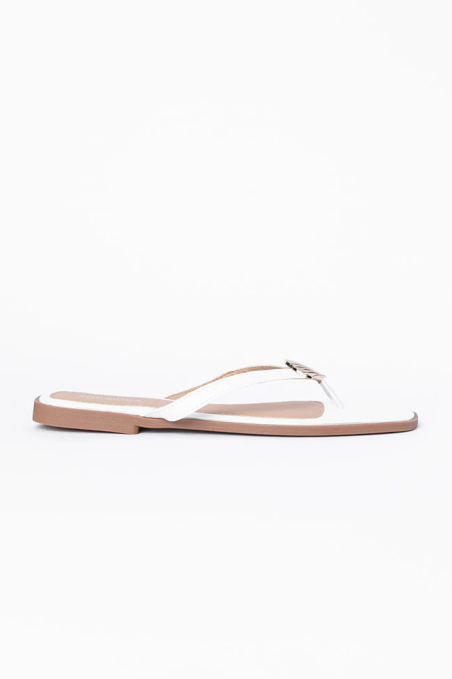 Olivia White Flip Flops - Image 6