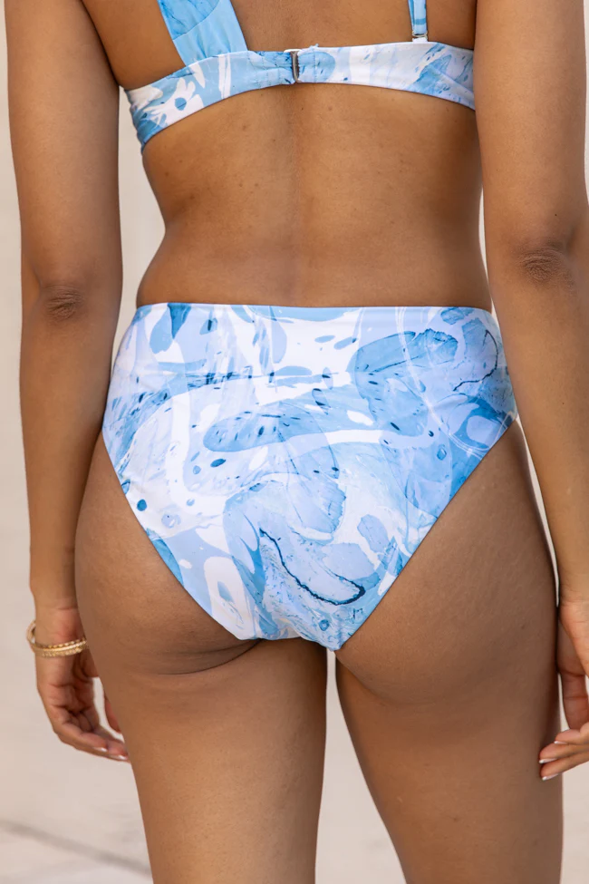On The Water Blue Printed Ring Front Midrise Bikini Bottom FINAL SALE - Image 4