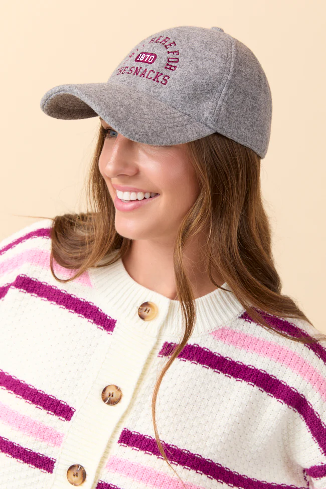 Only Here For The Snacks Grey Baseball Cap FINAL SALE - Image 3