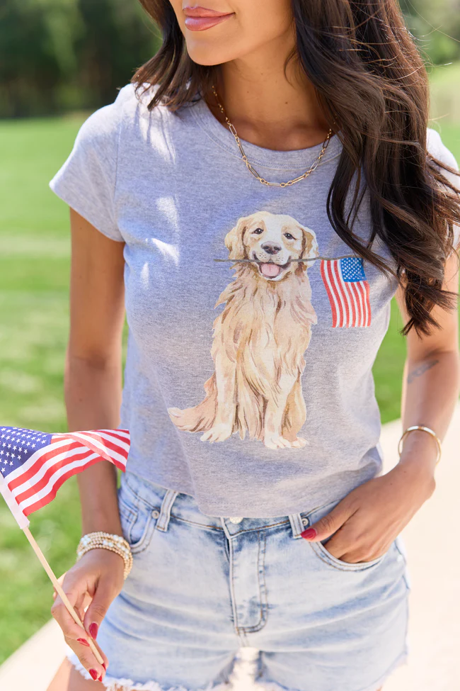 Patriotic Pup Heather Grey Baby Graphic Tee - Image 2