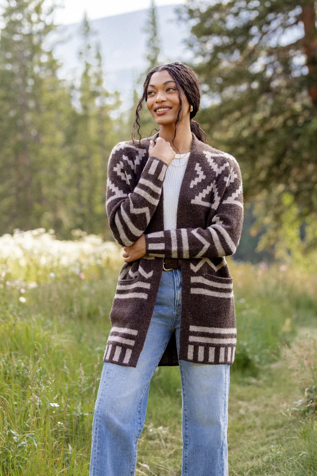 Phoenix Brown Southwestern Long Cardigan FINAL SALE
