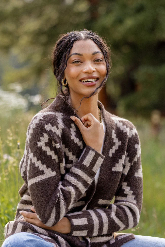 Phoenix Brown Southwestern Long Cardigan FINAL SALE - Image 2