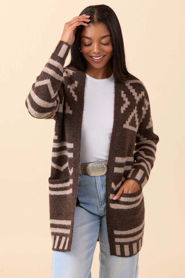 Phoenix Brown Southwestern Long Cardigan FINAL SALE - Image 4