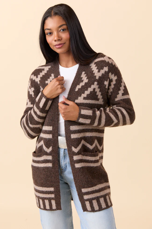Phoenix Brown Southwestern Long Cardigan FINAL SALE - Image 8